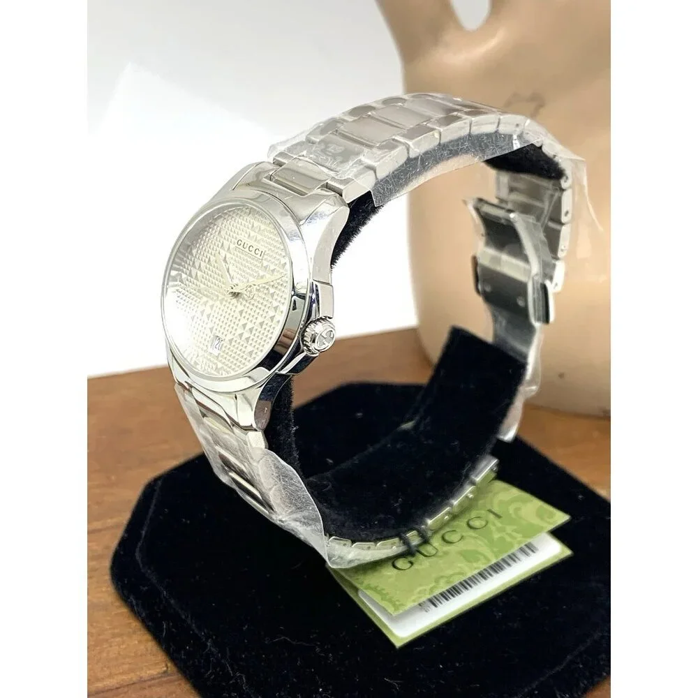 Gucci Women's Watch YA126551 G-Timeless Swiss Quartz Silver Dial Steel 27mm